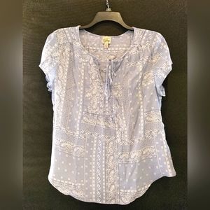 Como Vintage rayon top Size XL shades vintage blue/white paisleys